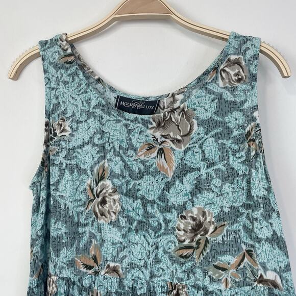 Vintage Molly Malloy Floral Midi Dress‎ Turquoise Cottagecore Grannycore Small - Picture 2 of 9